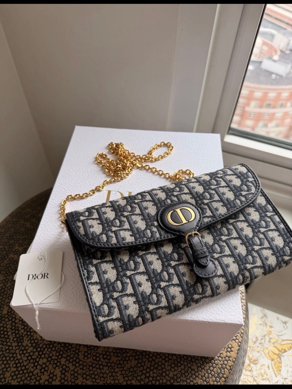 Dior Oblique Monogram Navy/Beige Crossbody with Gold Hardware - Picture 2 of 11